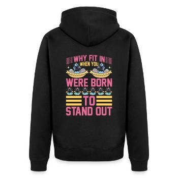 Unicorn Why fit in when you can stand out - Unisex Premium Organic Zip Hoodie - black - Back - Nico (187cm)