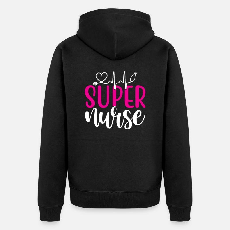 Super Krankenschwester - Unisex Premium Bio Zip Hoodie - Schwarz