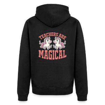 Lehrer sind magisch Unicorn - Unisex Premium Bio Zip Hoodie - Schwarz - Hinten - Nico (187cm)