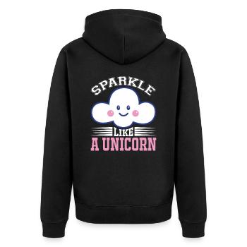 Glitzern wie ein Einhorn Unicorn - Unisex Premium Bio Zip Hoodie - Schwarz - Hinten - Nico (187cm)