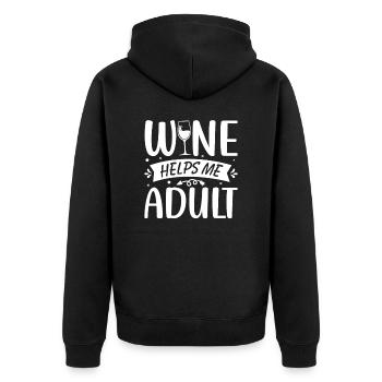Wine helps me grow up - Unisex Premium Organic Zip Hoodie - black - Back - Nico (187cm)
