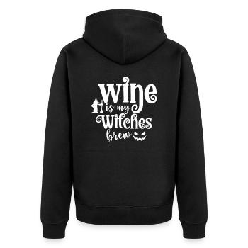 Wein ist mein Hexengebräu - Unisex Premium Bio Zip Hoodie - Schwarz - Hinten - Nico (187cm)