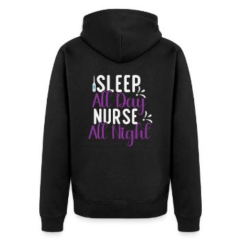 Schlafen Tag Krankenschwester die ganze Nacht - Unisex Premium Bio Zip Hoodie - Schwarz - Hinten - Nico (187cm)