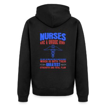 NURSE Nurses are a unique child - Unisex Premium Organic Zip Hoodie - black - Back - Nico (187cm)