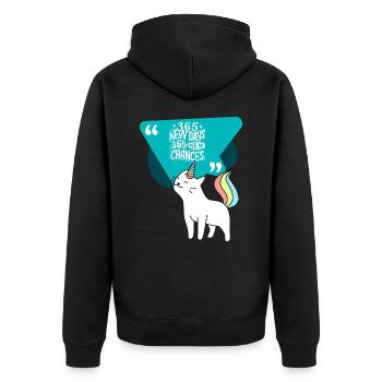 Einhorn Katze Unicorn - Unisex Premium Bio Zip Hoodie - Schwarz - Hinten - Nico (187cm)