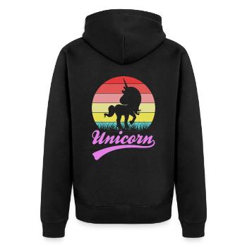 Einhorn Licorne Coucher de soleil - Veste à capuche bio Premium Unisexe - noir - Dos - Nico (187cm)