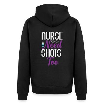 Nurses also need injections - Unisex Premium Organic Zip Hoodie - black - Back - Nico (187cm)