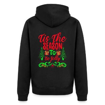 Saison, um fröhlich zu sein Norweger Muster - Unisex Premium Bio Zip Hoodie - Schwarz - Hinten - Nico (187cm)