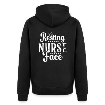 Resting nurse face - Unisex Premium Organic Zip Hoodie - black - Back - Nico (187cm)
