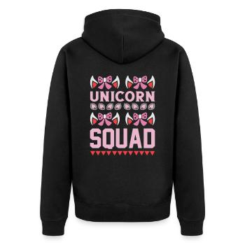 Einhorn Unicorn Squad - Unisex Premium Bio Zip Hoodie - Schwarz - Hinten - Nico (187cm)