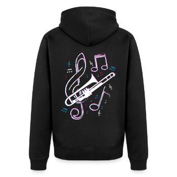Posaune Musik Orchester - Unisex Premium Bio Zip Hoodie - Schwarz - Hinten - Nico (187cm)
