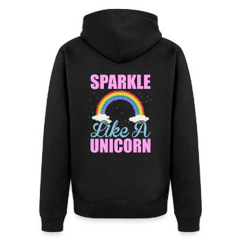 Glitzern wie ein Einhorn Unicorn - Unisex Premium Bio Zip Hoodie - Schwarz - Hinten - Nico (187cm)