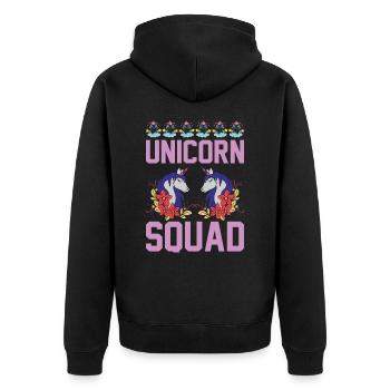 Einhorn Unicorn Squad - Unisex Premium Bio Zip Hoodie - Schwarz - Hinten - Nico (187cm)