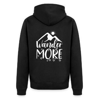 Wandert mehr Wandershirt - Unisex Premium Bio Zip Hoodie - Schwarz - Hinten - Nico (187cm)