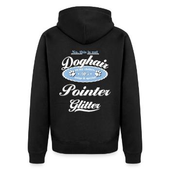 Dog Glitter Pointer - Unisex Premium Organic Zip Hoodie - black - Back - Nico (187cm)