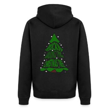 ROCKIN AROUND THE CHRISTMAS TREE Ugly Christmas - Unisex Premium Bio Zip Hoodie - Schwarz - Hinten - Nico (187cm)