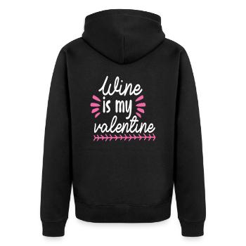 Wine is my Valentine - Unisex Premium Organic Zip Hoodie - black - Back - Nico (187cm)