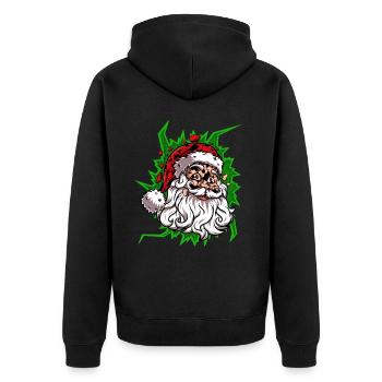 Weihnachtsmann frohe Weihnachten - Unisex Premium Bio Zip Hoodie - Schwarz - Hinten - Nico (187cm)