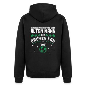 Alter Mann - Bremen Fan | Fußball Fan Design - Unisex Premium Bio Zip Hoodie - Schwarz - Hinten - Nico (187cm)