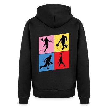 Basketball Basketballspieler Spieler Vintage Retro - Unisex Premium Bio Zip Hoodie - Schwarz - Hinten - Nico (187cm)