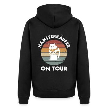 Shopping Shoppen Hamsterkäufer Humor Spruch Design - Unisex Premium Bio Zip Hoodie - Schwarz - Hinten - Nico (187cm)