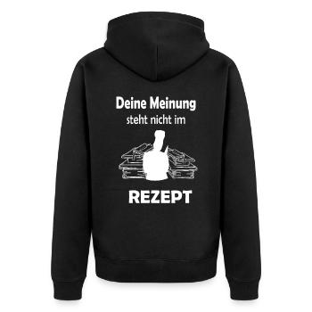 Kochen Koch Küchen Rezept Design - Unisex Premium Bio Zip Hoodie - Schwarz - Hinten - Nico (187cm)