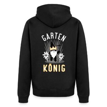 Garten König Hobbygärtner Gartenarbeit Gärtner - Unisex Premium Bio Zip Hoodie - Schwarz - Hinten - Nico (187cm)