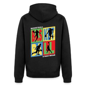 Basketball Basketballspieler Spieler Vintage Retro - Unisex Premium Bio Zip Hoodie - Schwarz - Hinten - Nico (187cm)