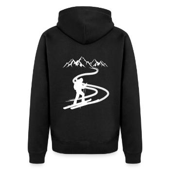 Tourenski Tourengeher Skitour Berg Design - Unisex Premium Bio Zip Hoodie - Schwarz - Hinten - Nico (187cm)