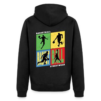 Basketball Basketballspieler Spieler Vintage Retro - Unisex Premium Bio Zip Hoodie - Schwarz - Hinten - Nico (187cm)