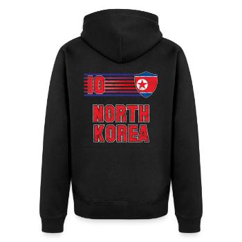 Nordkorea Fußball Mannschaft - Unisex Premium Bio Zip Hoodie - Schwarz - Hinten - Nico (187cm)