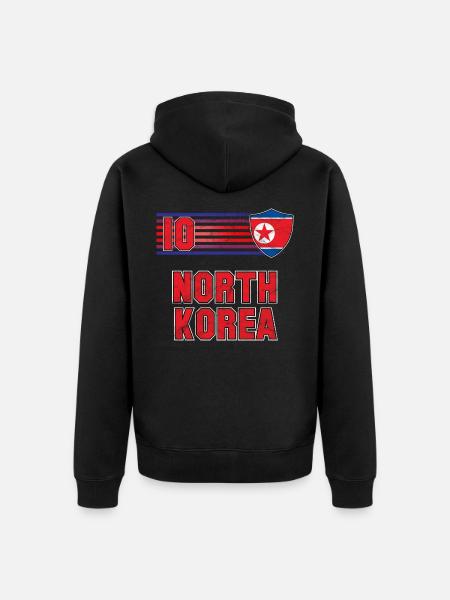 Nordkoreas fodboldhold - Premium økologisk unisex-hættejakke - sort
