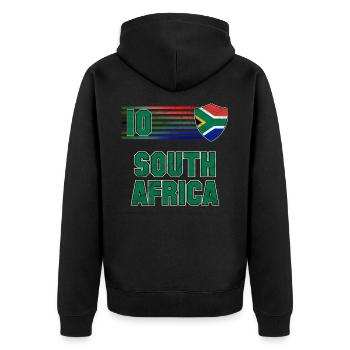 South Africa Football Team - Unisex Premium Organic Zip Hoodie - black - Back - Nico (187cm)