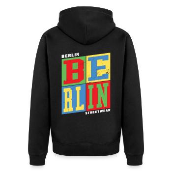 Berlin Germany City Colorful Skyline Home - Unisex Premium Organic Zip Hoodie - black - Back - Nico (187cm)