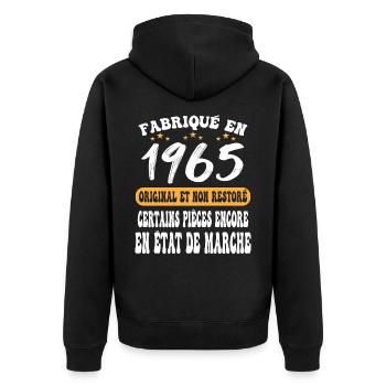 1965 anniversaire année de naissance cadeau humour - Veste à capuche bio Premium Unisexe - noir - Dos - Nico (187cm)