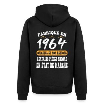 1964 anniversaire année de naissance cadeau humour - Veste à capuche bio Premium Unisexe - noir - Dos - Nico (187cm)