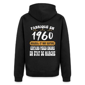 1960 anniversaire année de naissance cadeau humour - Veste à capuche bio Premium Unisexe - noir - Dos - Nico (187cm)