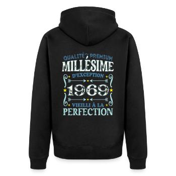 Millésime 1969 année de naissance cadeau humour - Veste à capuche bio Premium Unisexe - noir - Dos - Nico (187cm)