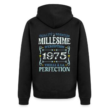 Millésime 1975 année de naissance cadeau humour - Veste à capuche bio Premium Unisexe - noir - Dos - Nico (187cm)