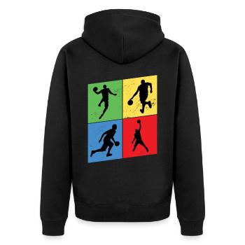 Basketball Basketballspieler Spieler Vintage Retro - Unisex Premium Bio Zip Hoodie - Schwarz - Hinten - Nico (187cm)