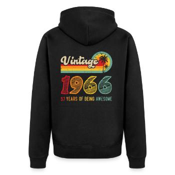Vintage 1966, Cadeau D'anniversaire 57 Ans - Veste à capuche bio Premium Unisexe - noir - Dos - Nico (187cm)