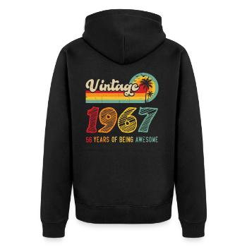 Vintage 1967, Cadeau D'anniversaire 56 Ans - Veste à capuche bio Premium Unisexe - noir - Dos - Nico (187cm)