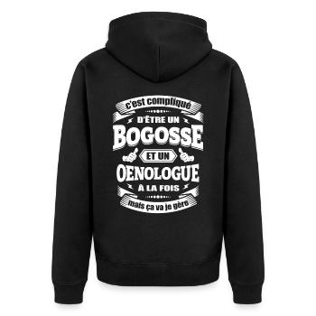 BOGOSSE ET ŒNOLOGUE - Veste à capuche bio Premium Unisexe - noir - Dos - Nico (187cm)
