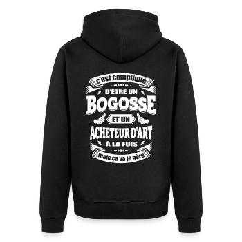 BOGOSSE ET ACHETEUR D’ART - Veste à capuche bio Premium Unisexe - noir - Dos - Nico (187cm)