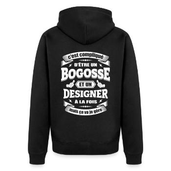 BOGOSSE ET DESIGNER - Veste à capuche bio Premium Unisexe - noir - Dos - Nico (187cm)