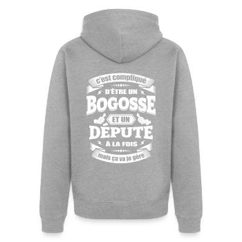 BOGOSSE ET DÉPUTÉ - Veste à capuche bio Premium Unisexe - gris chiné - Dos - Nico (187cm)