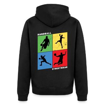 Handball Handball Player Handball Player Vintage Retro - Veste à capuche bio Premium Unisexe - noir - Dos - Nico (187cm)
