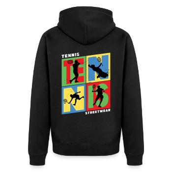 Tennis Tennis Player Vintage Retro Colorful - Unisex Premium Organic Zip Hoodie - black - Back - Nico (187cm)