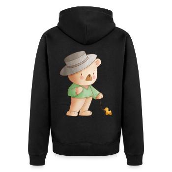 Bär Familie Mutter Baby T-Shirt - Unisex Premium Bio Zip Hoodie - Schwarz - Hinten - Nico (187cm)