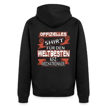 Papa Vater Auto Schrauber Kfz Mechatroniker - Unisex Premium Bio Zip Hoodie - Schwarz - Hinten - Nico (187cm)